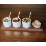 Kadastar aperitif set Trio - 3 bowls with wooden board made of thermo ash