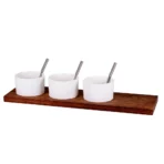 Kadastar aperitif set Trio - 3 bowls with wooden board made of thermo ash