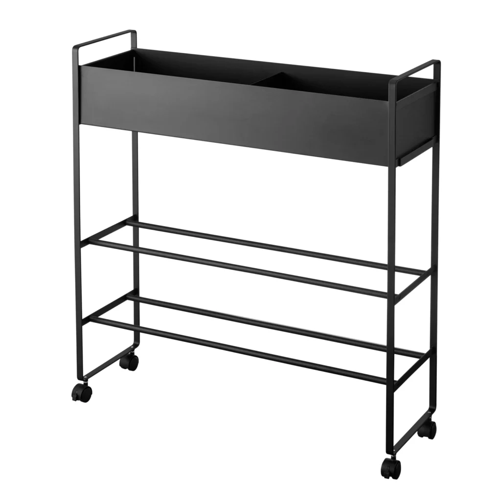 Yamazaki storage trolley with basket Tower black