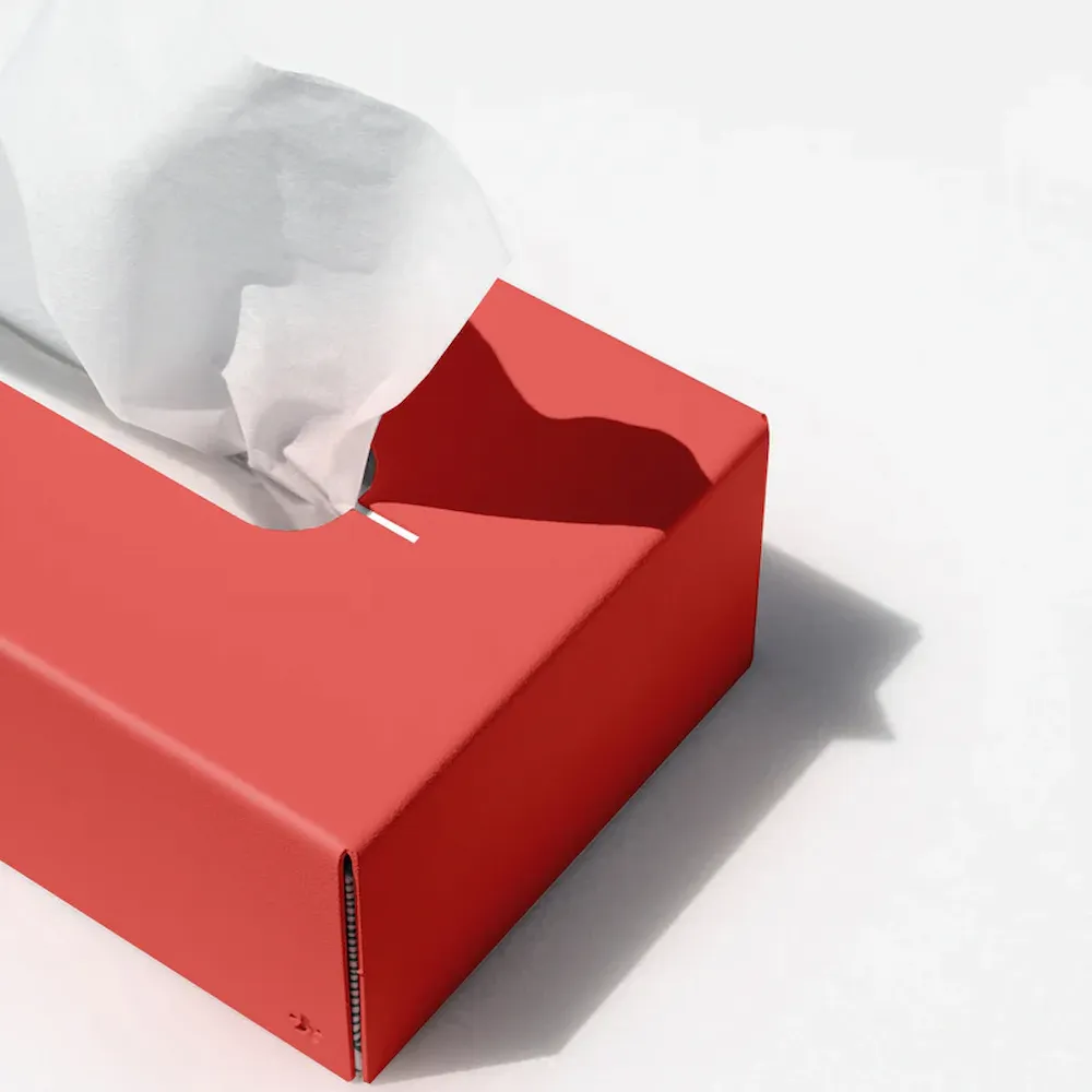 Cosmetic tissue box in coral red from Peppermint Products