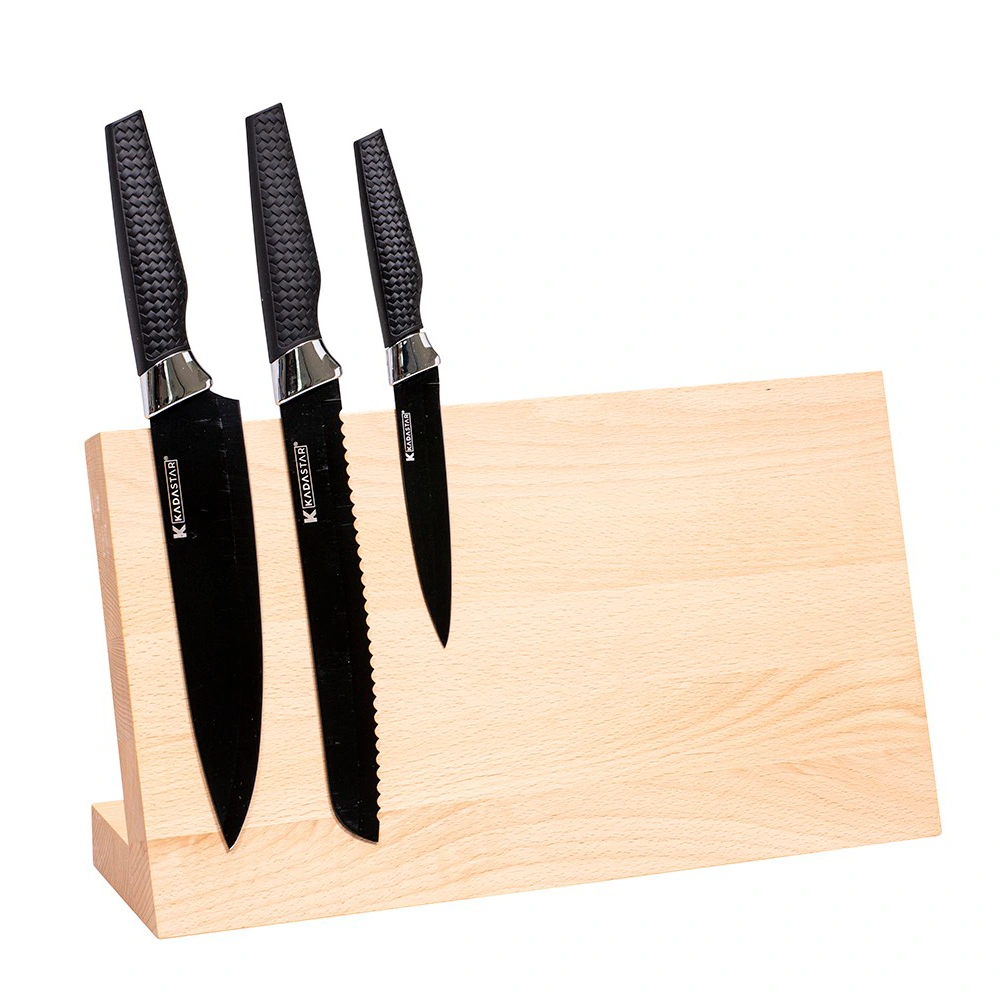 Kadastar magnetic knife block made of beech wood