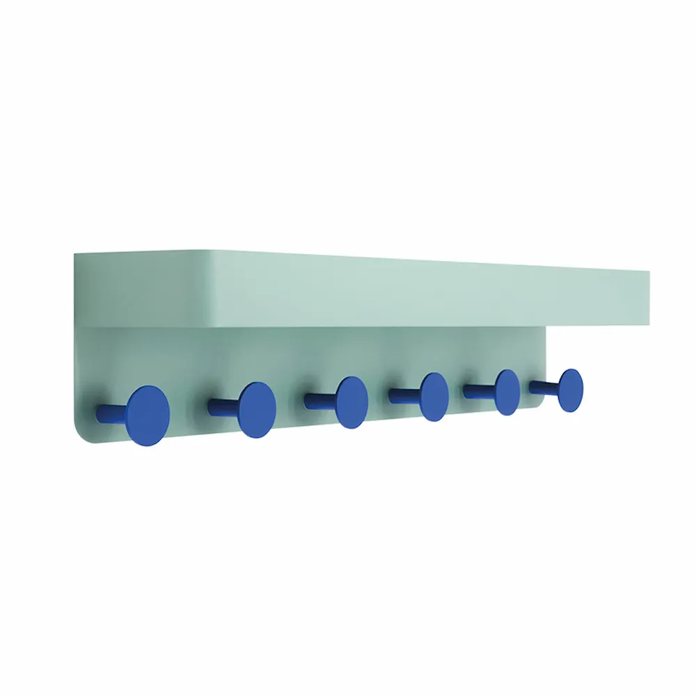 Remember wall coat rack with shelf in blue