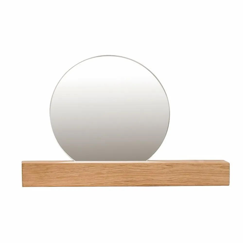 Raumgestalt wall mirror 47cm with shelf - oiled oak